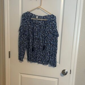 Old Navy Blue Floral Blouse